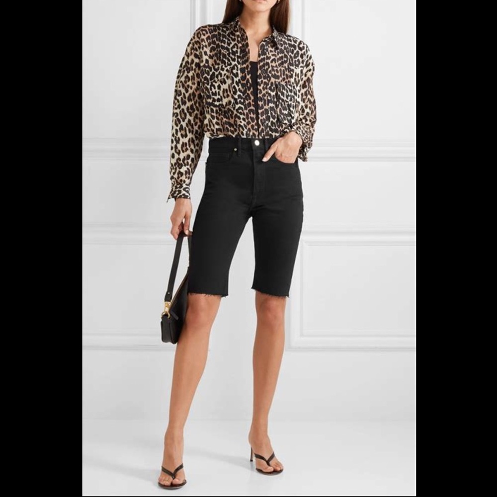 NWT Frame Denim Le Vintage Raw Edge Bermuda Shorts in Film Noir